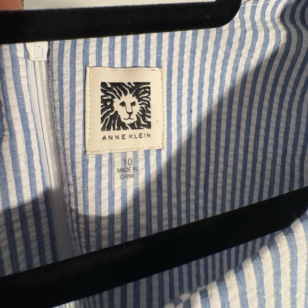 Anne Klein Blue and White Striped Mini Dress - Picture 3 of 4